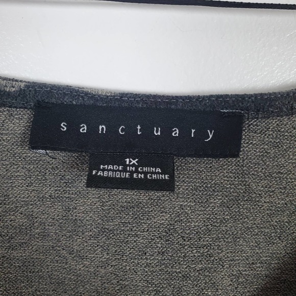 Sanctuary NWT fleece v neck pullover sweater camo print 1x - Picture 3 of 5